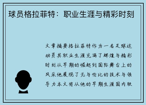 球员格拉菲特：职业生涯与精彩时刻